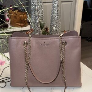 Kate Spade Mauve Leather Tote with Chain Straps